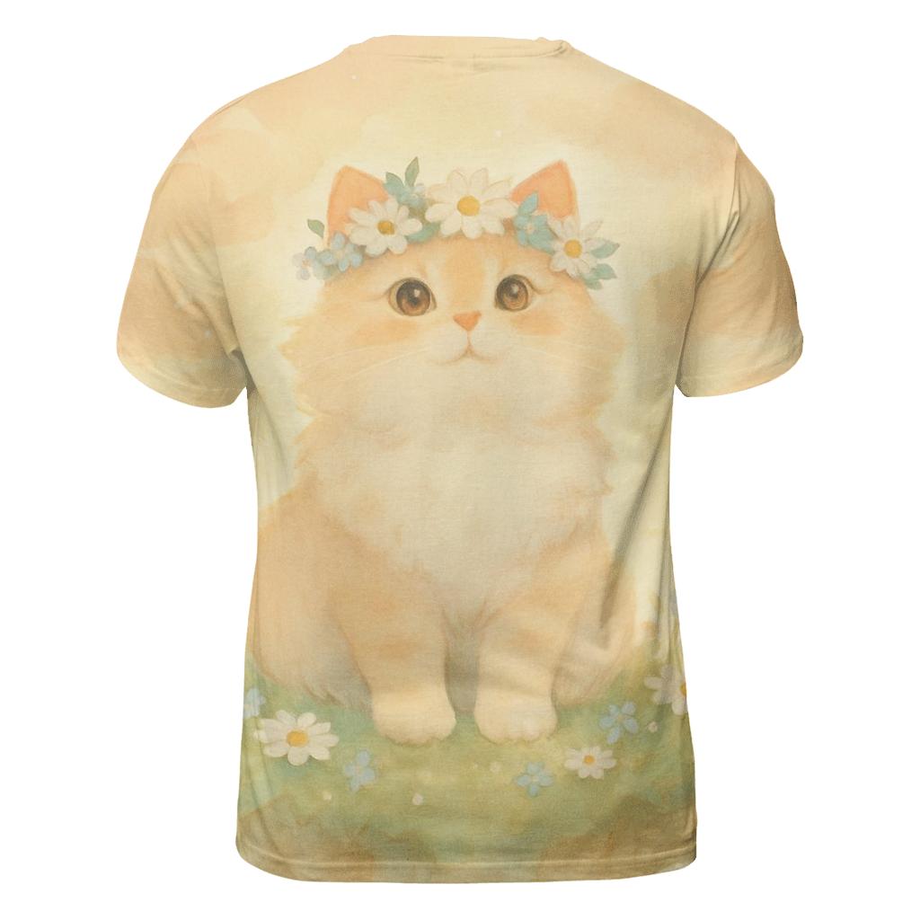 Sunrise Flower Crown Cat In Floating Meadow vibrant all-over design tees