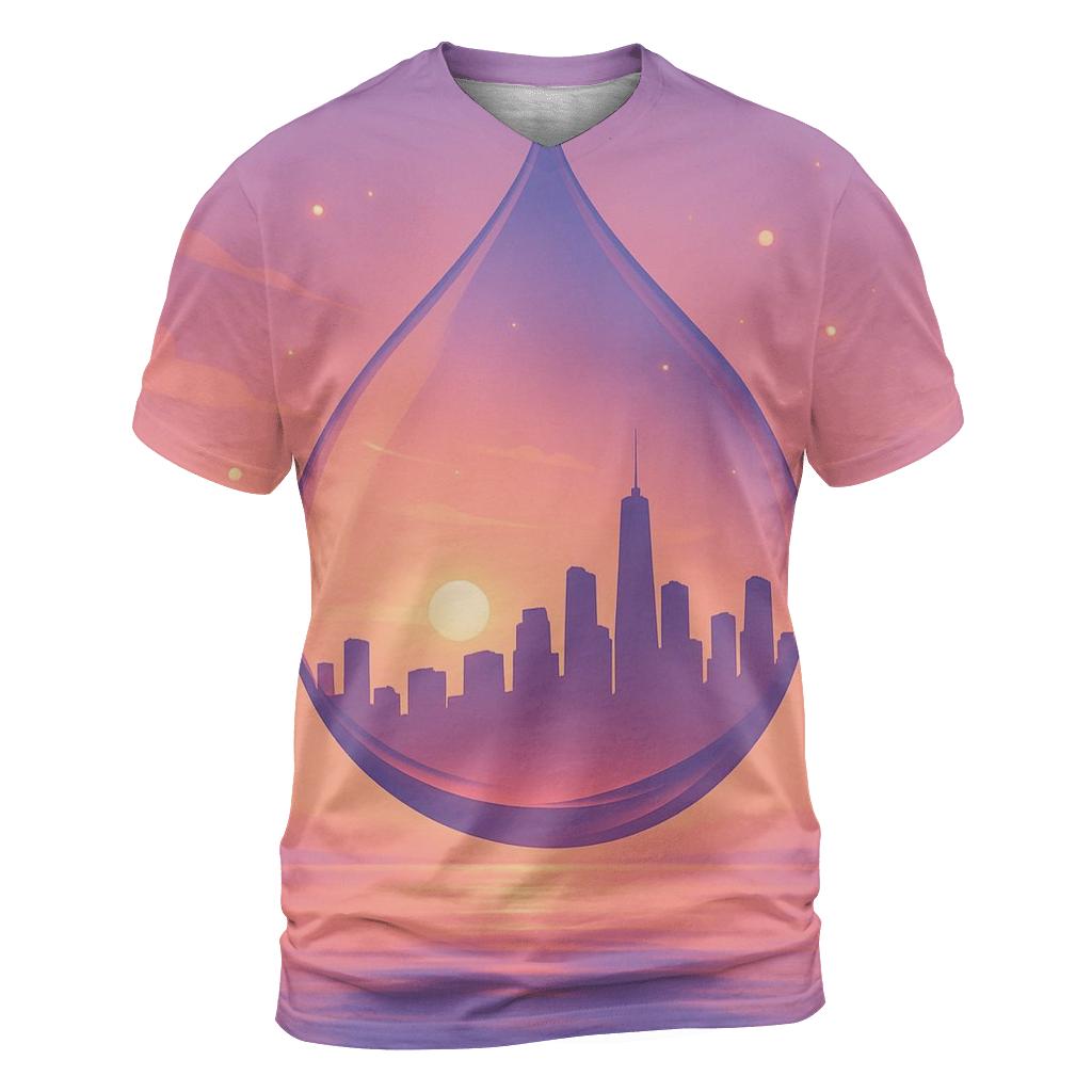 Skyline In A Glass Sunset custom all-over print shirts