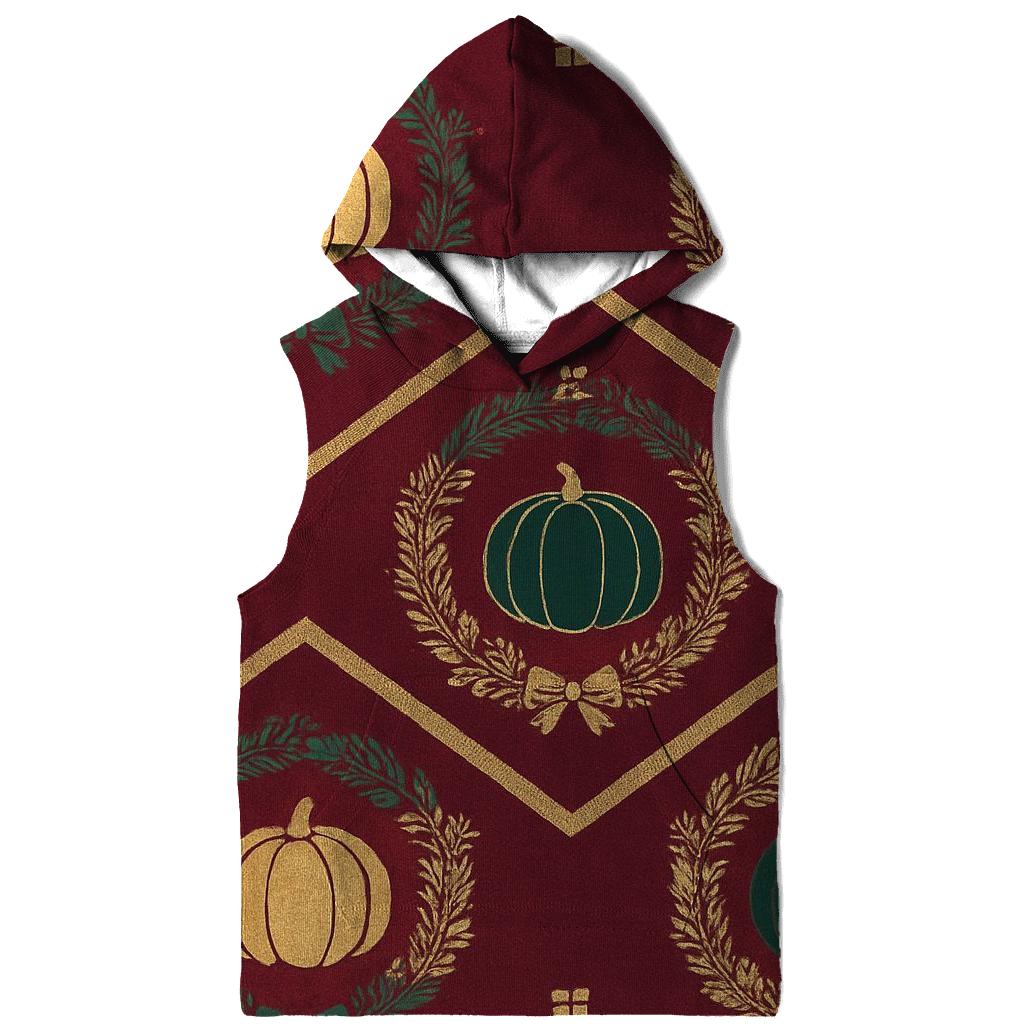 Golden Wreath Pumpkin Chevron On Burgundy Background printed hoodies