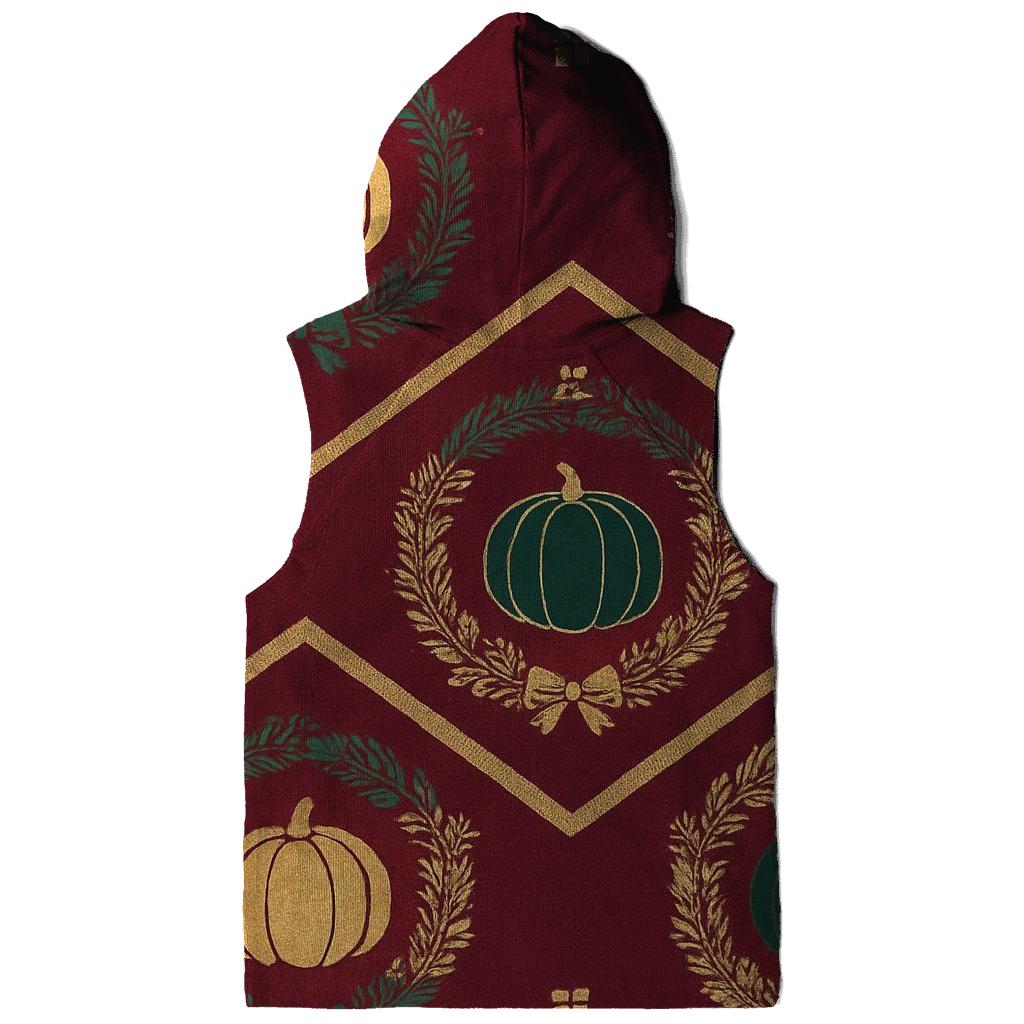 Golden Wreath Pumpkin Chevron On Burgundy Background printed hoodies