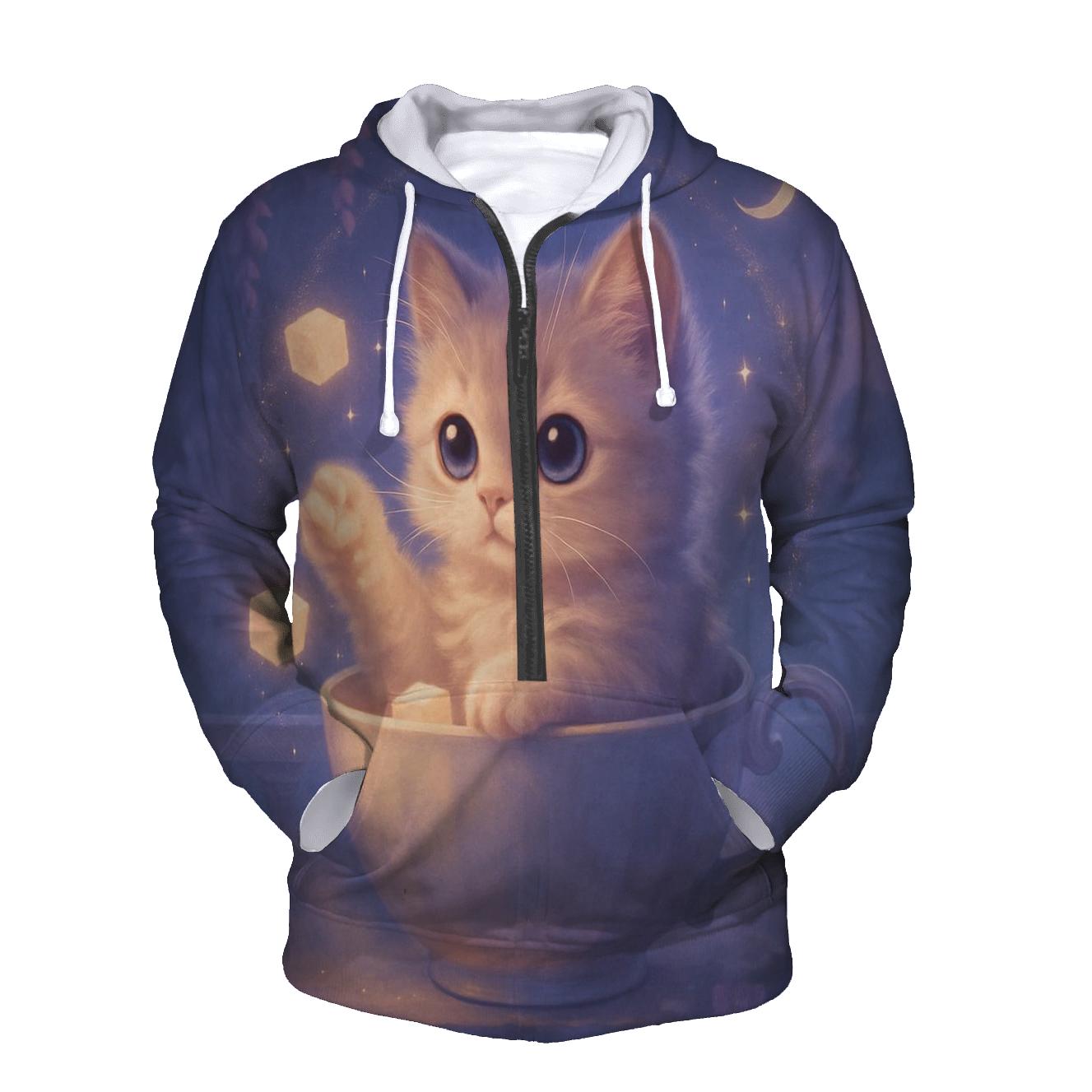 Moonlit Teacup Kitten Reverie heavyweight hoodies