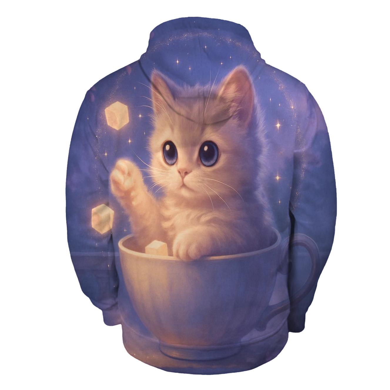 Moonlit Teacup Kitten Reverie heavyweight hoodies