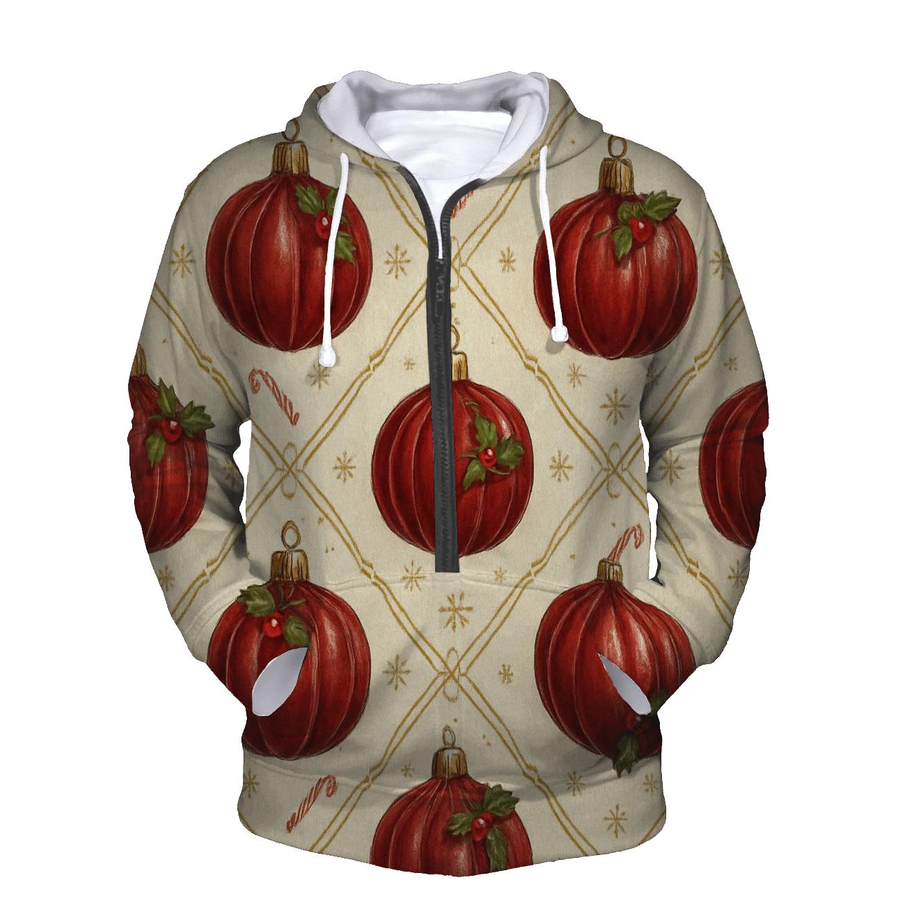 Crimson Ornament Pumpkin Lattice On Ivory Background pullover hoodies