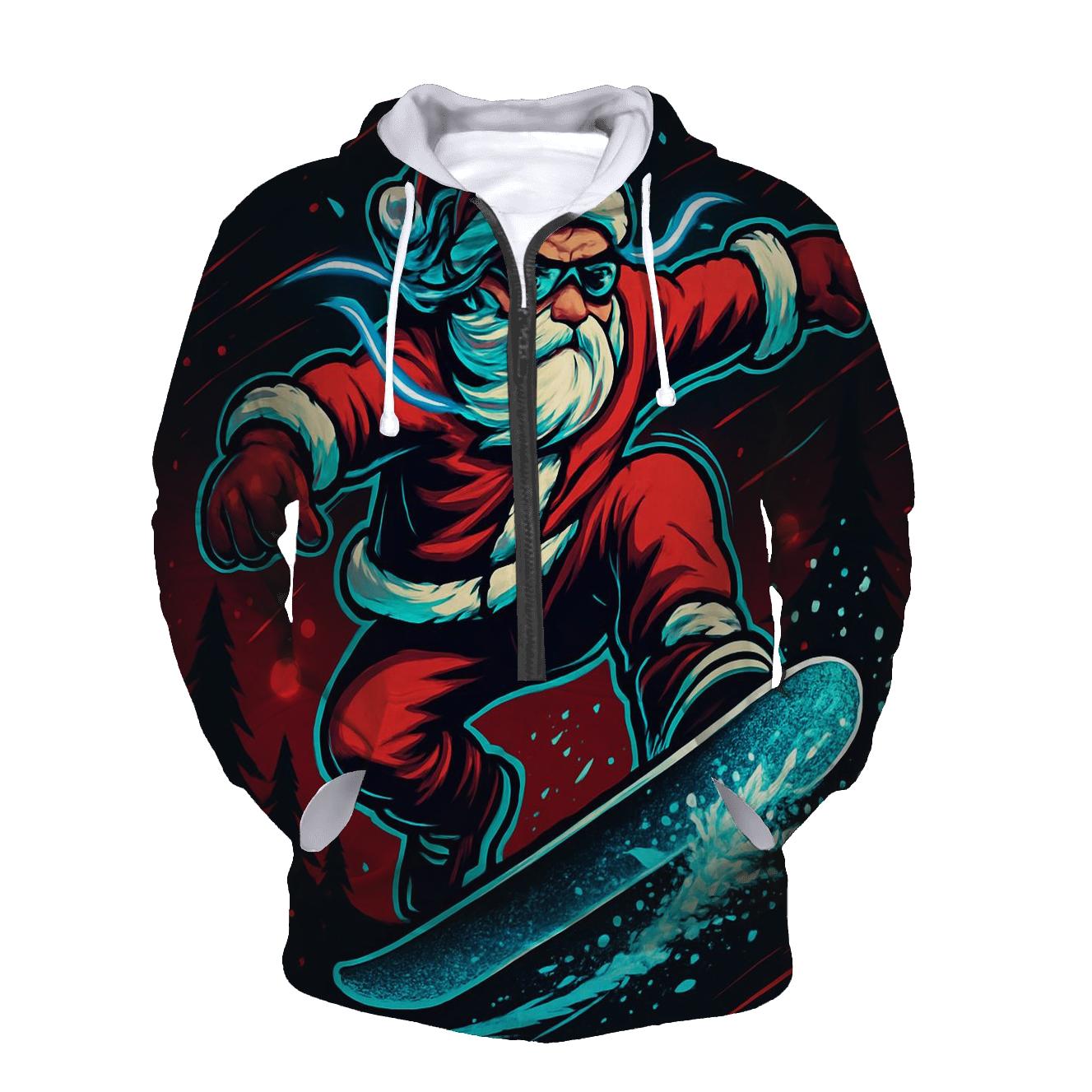 Neon Snowstorm Santa Kickflip hoodie trends