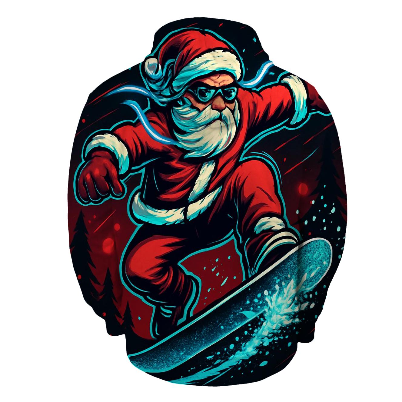 Neon Snowstorm Santa Kickflip hoodie trends