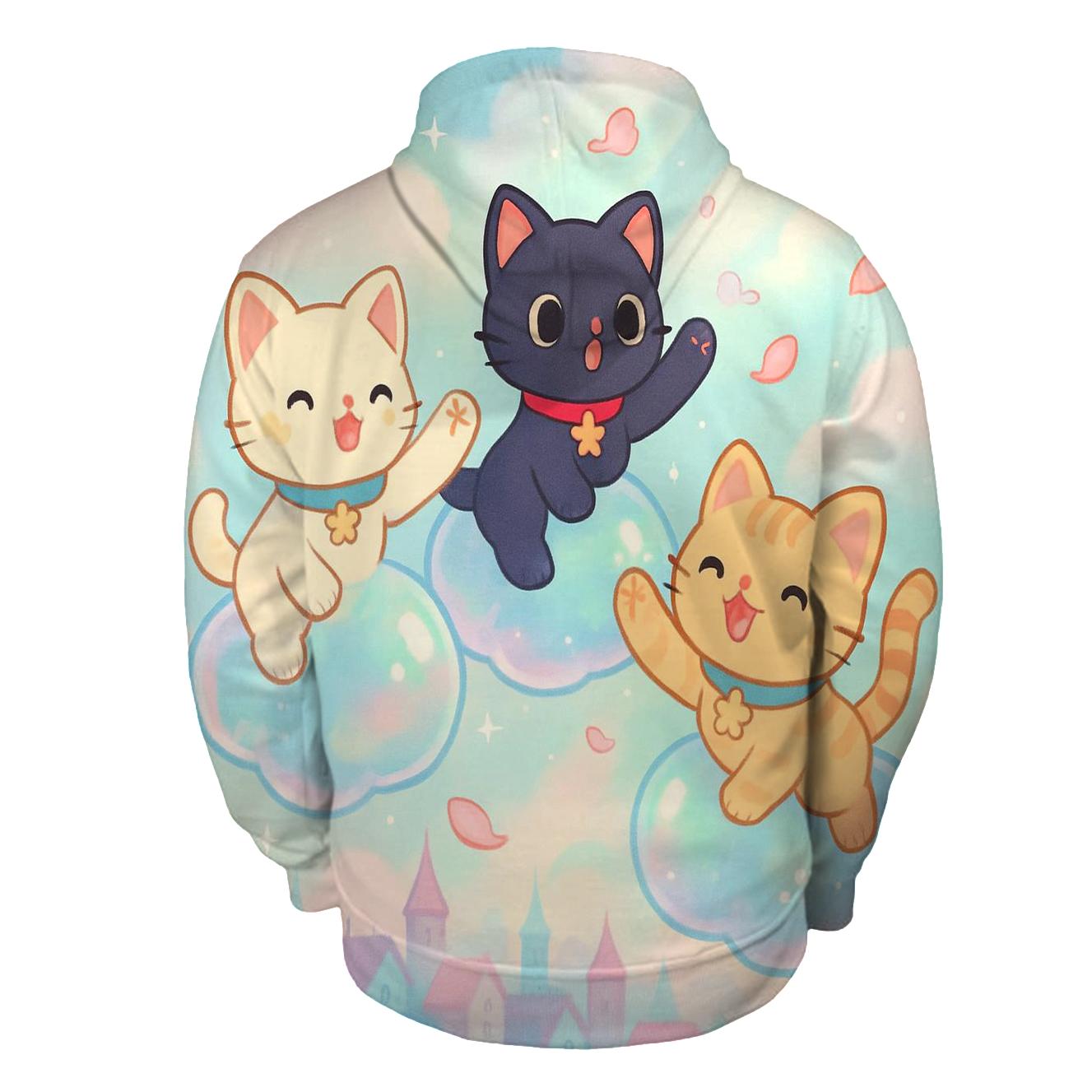 Bubble Cloud Kittens Over Pastel City pullover hoodies
