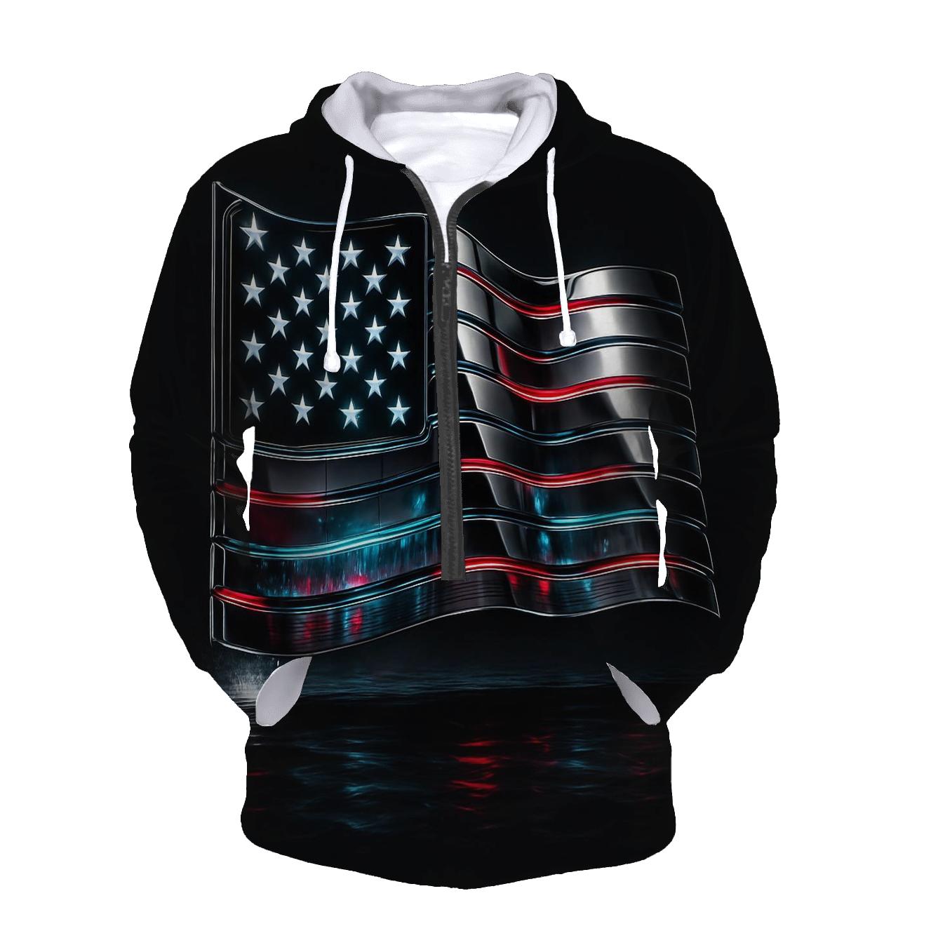Neon Harbor Flag With Chrome Reflections heavyweight hoodies