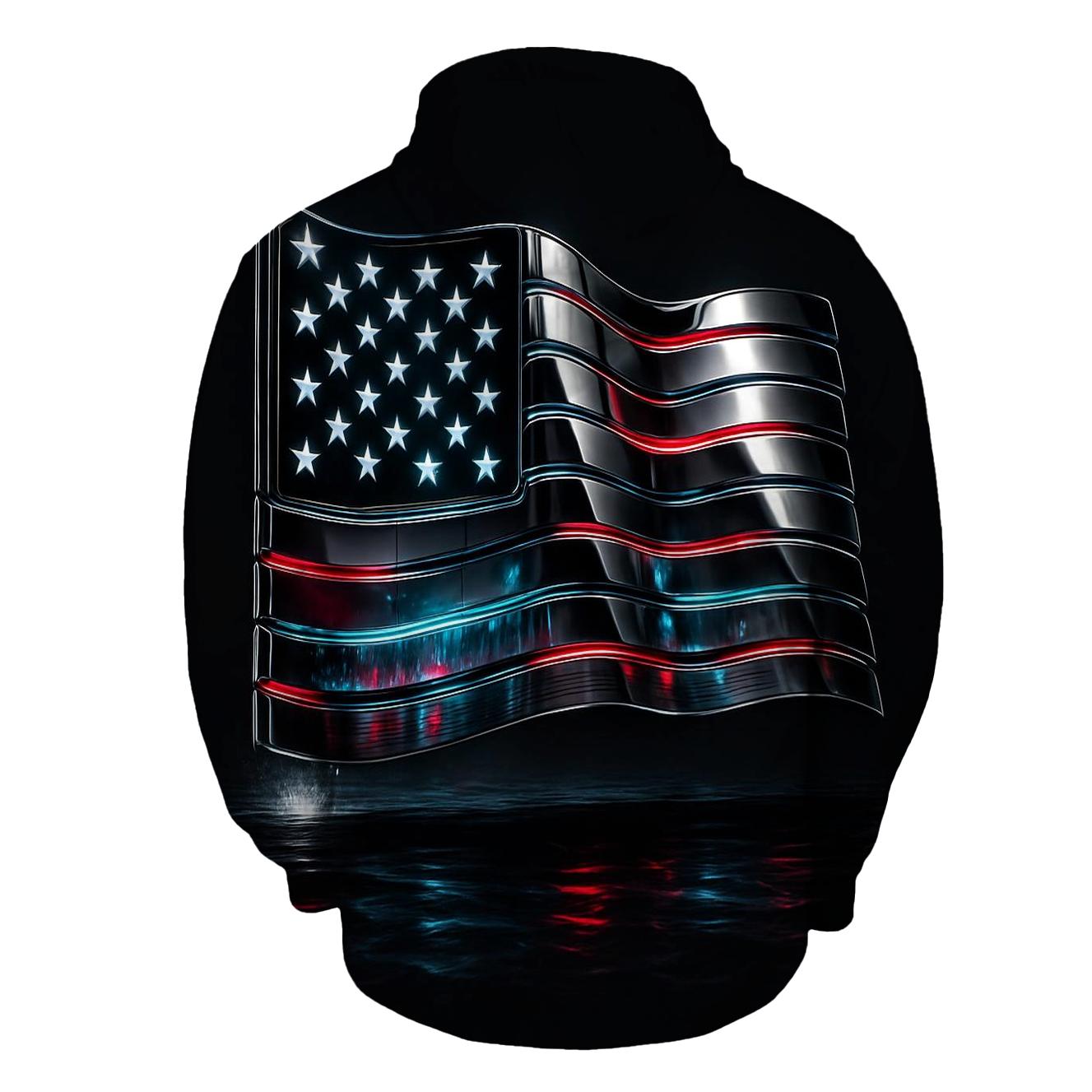 Neon Harbor Flag With Chrome Reflections heavyweight hoodies
