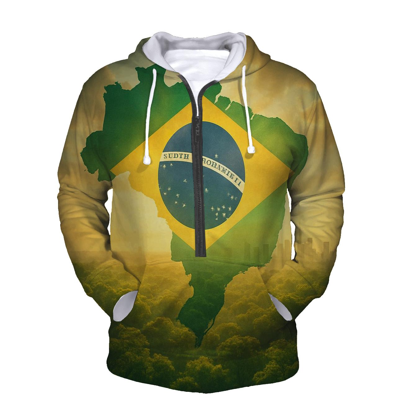 Brazil Double Exposure Rainforest Pulse designer hoodies