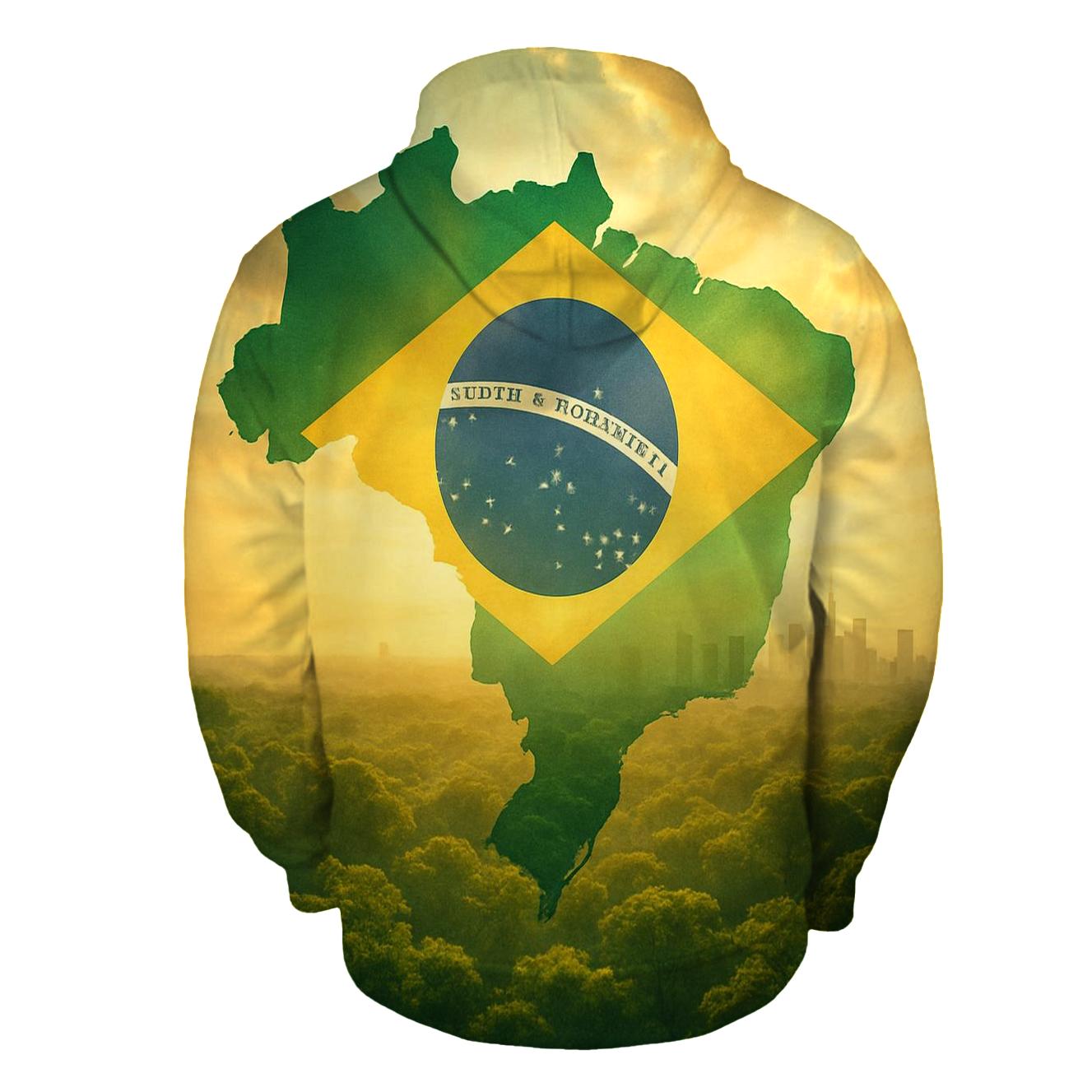 Brazil Double Exposure Rainforest Pulse designer hoodies