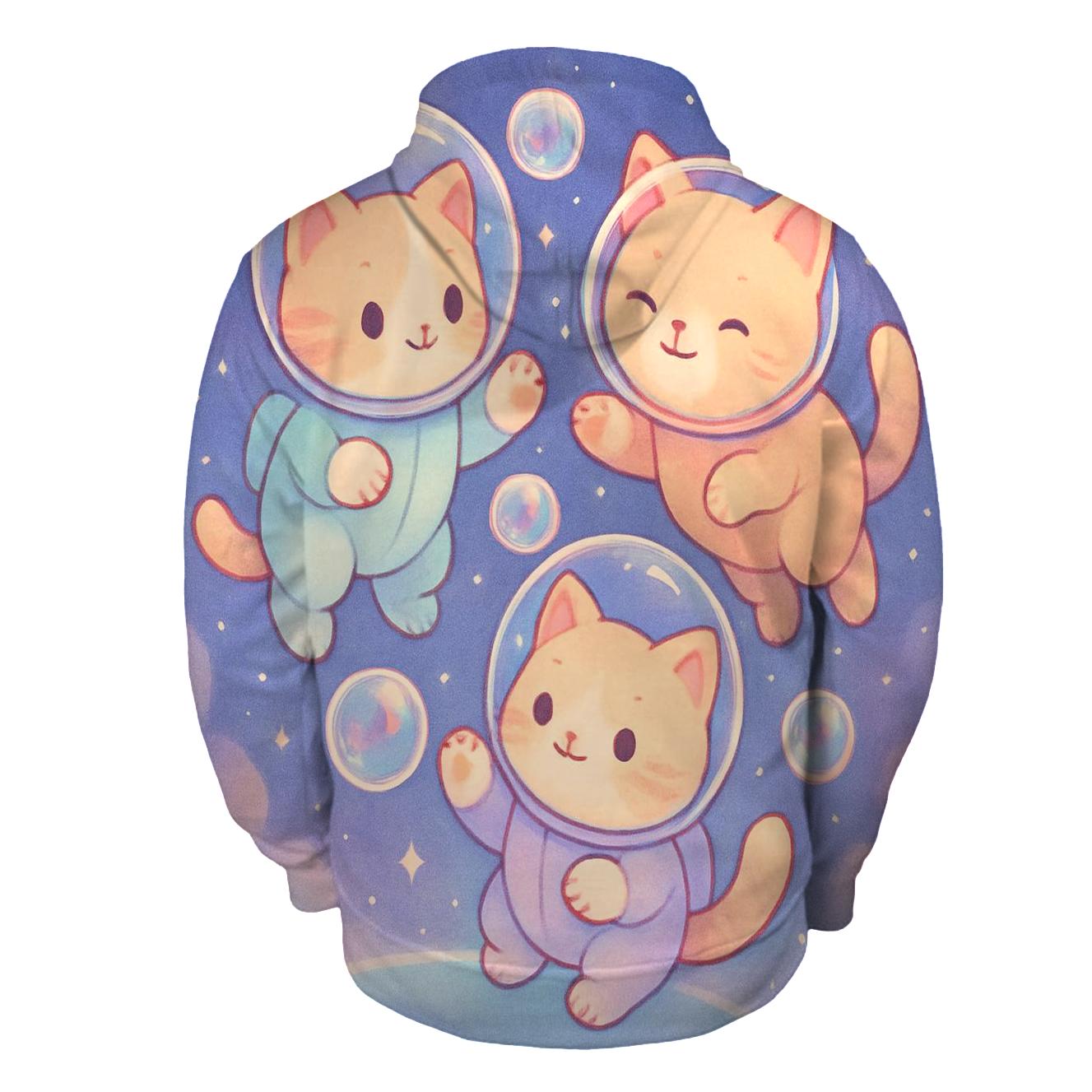 Bubble Bath Astronaut Kittens printed hoodies