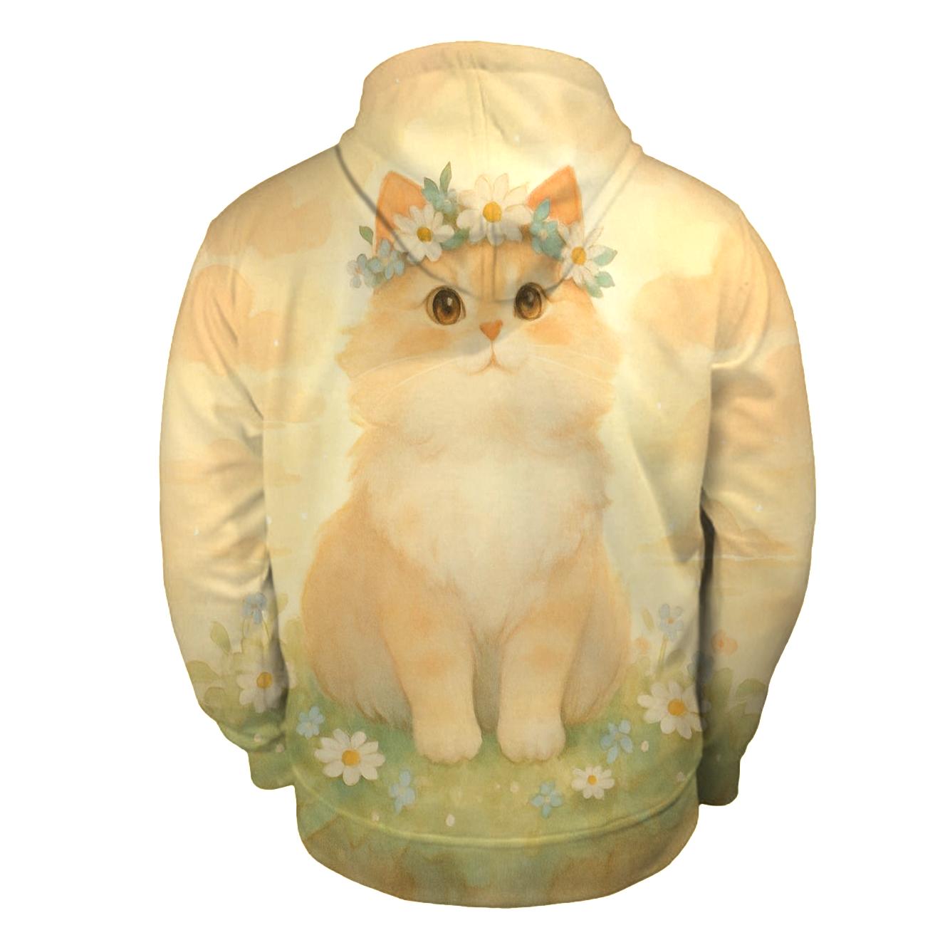 Sunrise Flower Crown Cat In Floating Meadow heavyweight hoodies