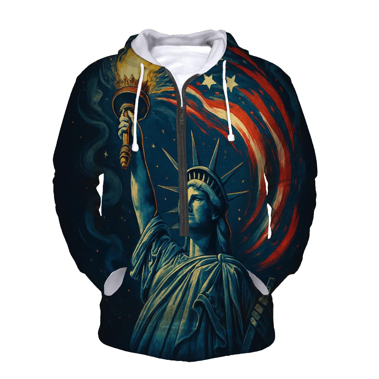 Liberty Torch Bloom In Flag Petals embroidered hoodies