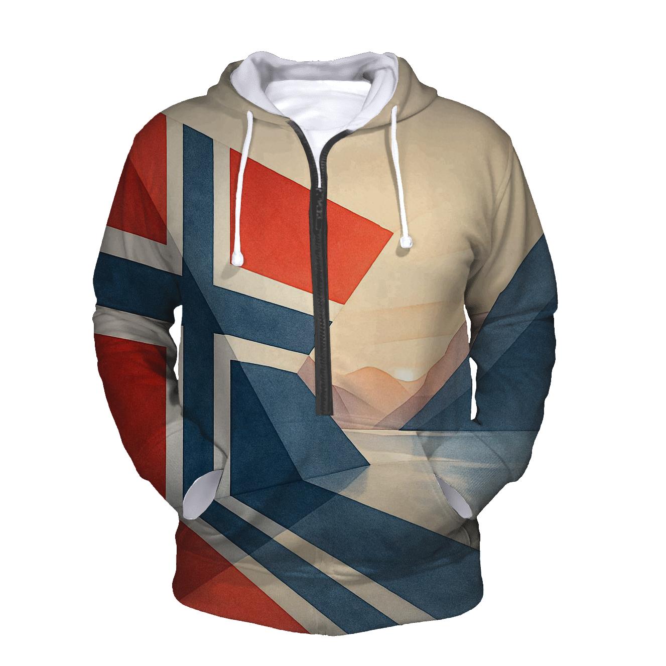 Norway Minimal Geometric Fjord Flag hoodie designs