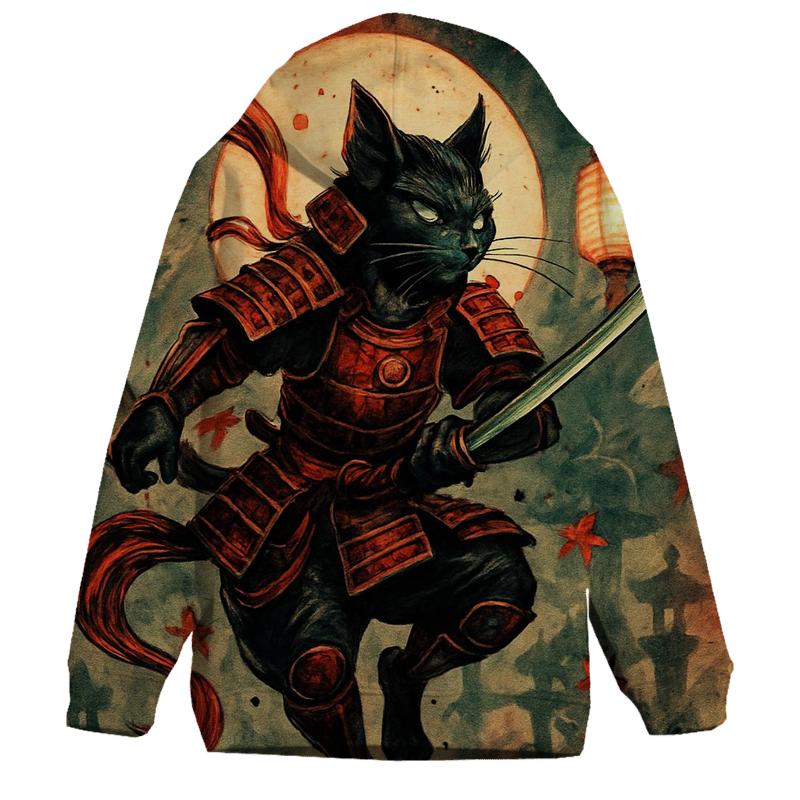 Koi Lantern Samurai Cat lightweight hoodies