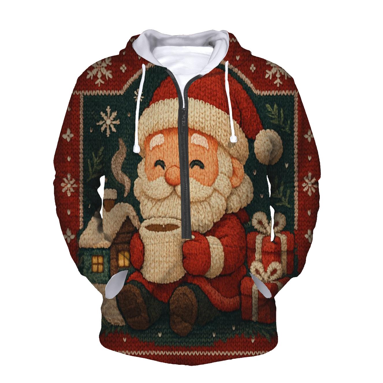 Knitted Pattern Santa Cocoa Cabin heavyweight hoodies