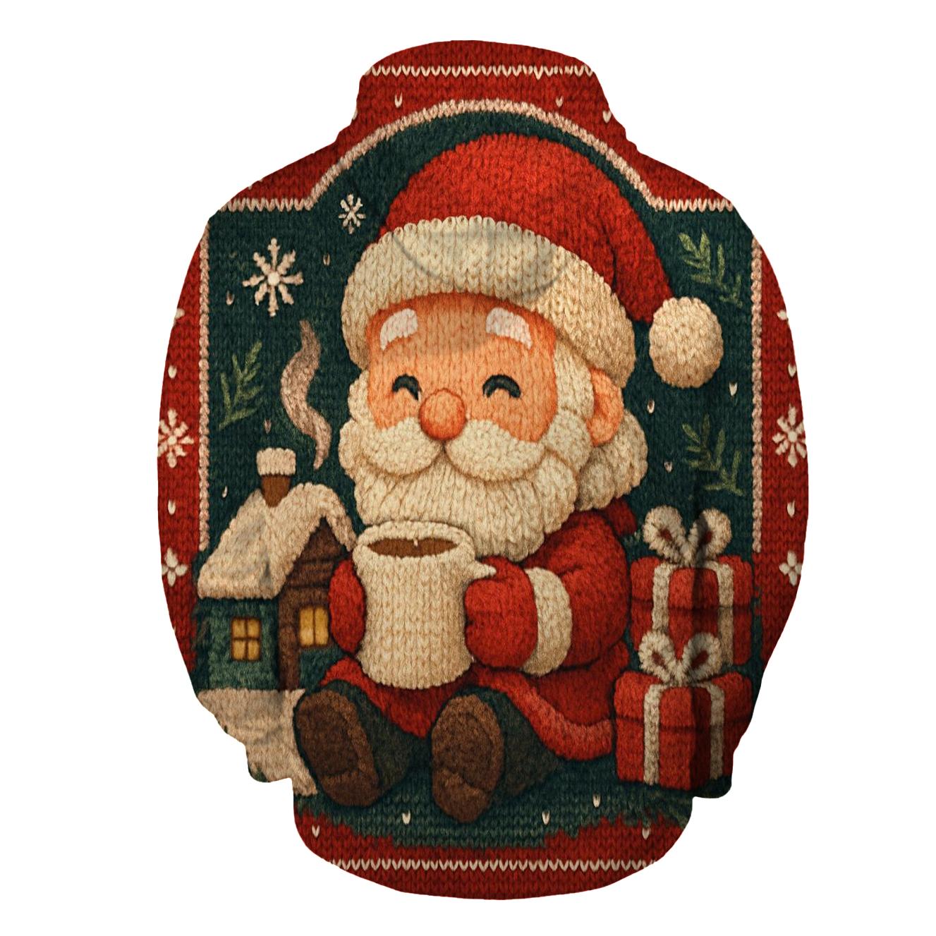 Knitted Pattern Santa Cocoa Cabin heavyweight hoodies