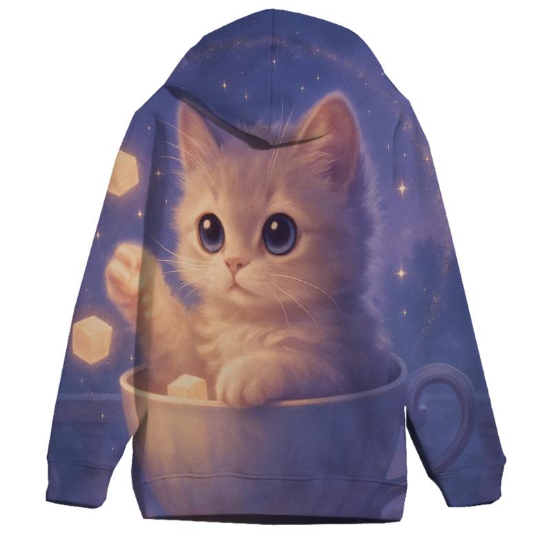 Moonlit Teacup Kitten Reverie heavyweight hoodies