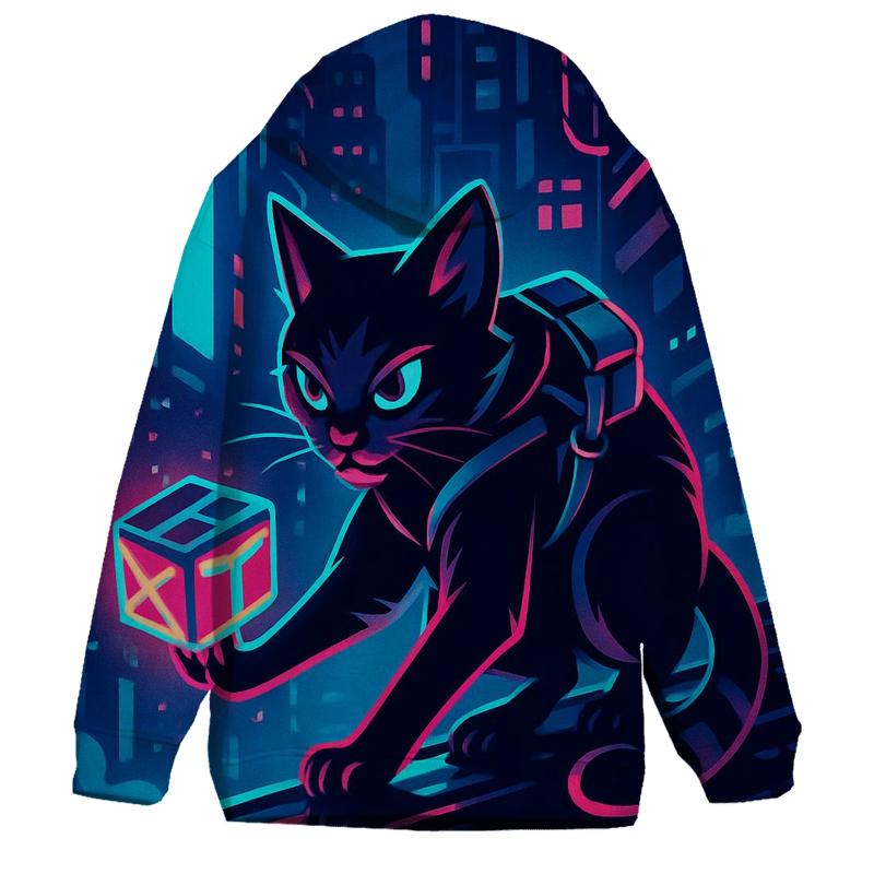 Neon Alley Courier Cat printed hoodies