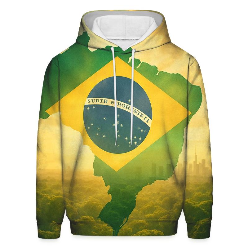 Brazil Double Exposure Rainforest Pulse embroidered hoodies