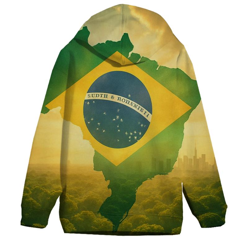 Brazil Double Exposure Rainforest Pulse embroidered hoodies