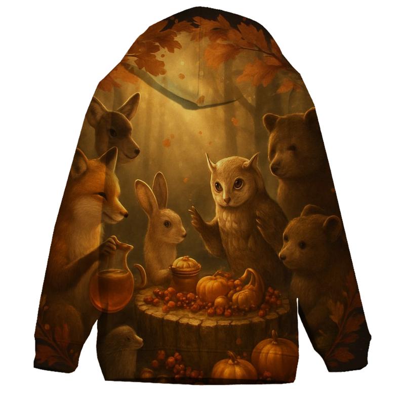 Woodland Feast Under Falling Leaves hoodies fashion