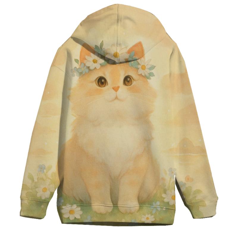 Sunrise Flower Crown Cat In Floating Meadow hoodie trends