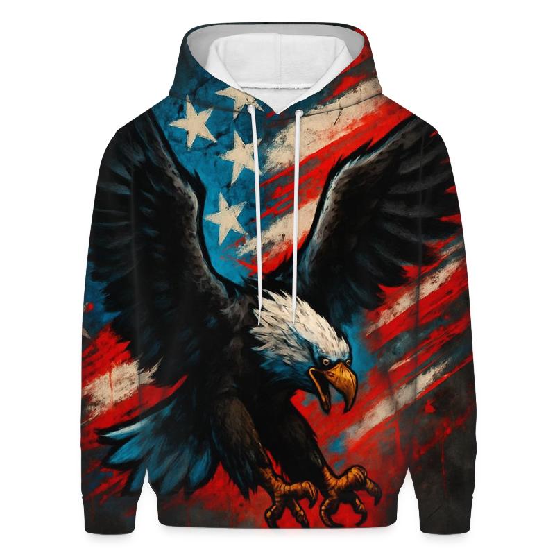 Urban Eagle Surge Through Graffiti Stripes embroidered hoodies