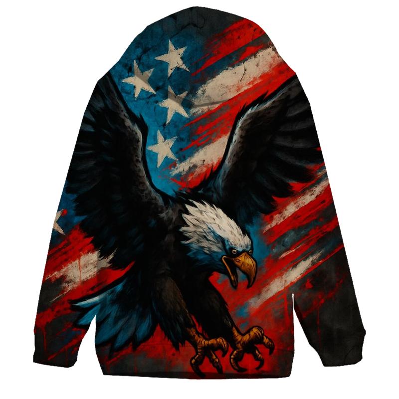 Urban Eagle Surge Through Graffiti Stripes embroidered hoodies