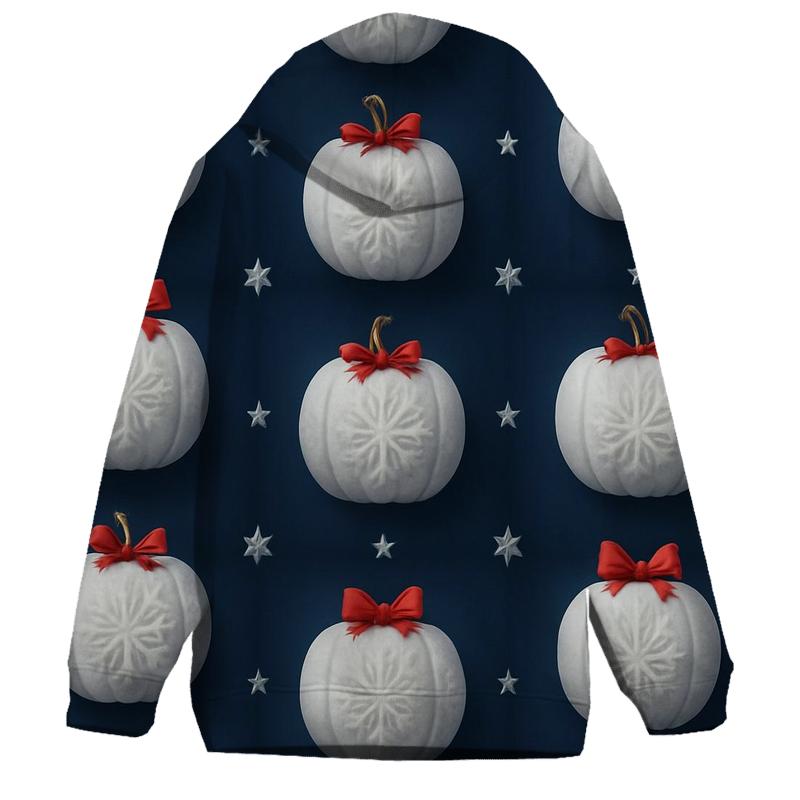 White Snowflake Pumpkin Grid On Navy Blue Background hoodies fashion