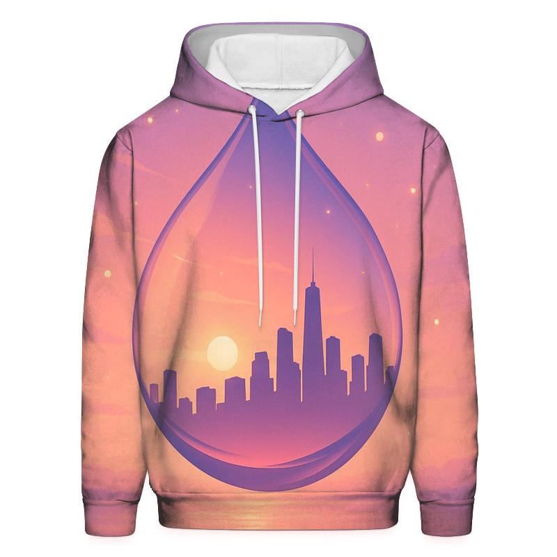 Skyline In A Glass Sunset designer hoodies