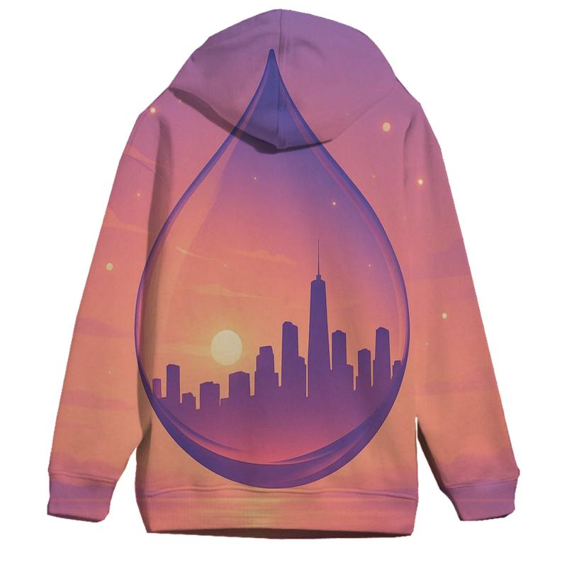 Skyline In A Glass Sunset designer hoodies
