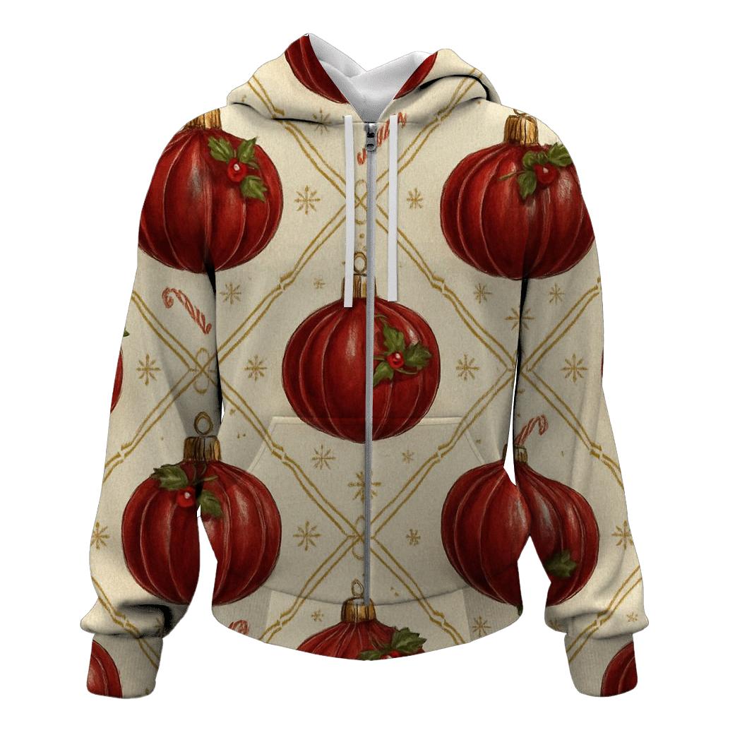Crimson Ornament Pumpkin Lattice On Ivory Background printed hoodies
