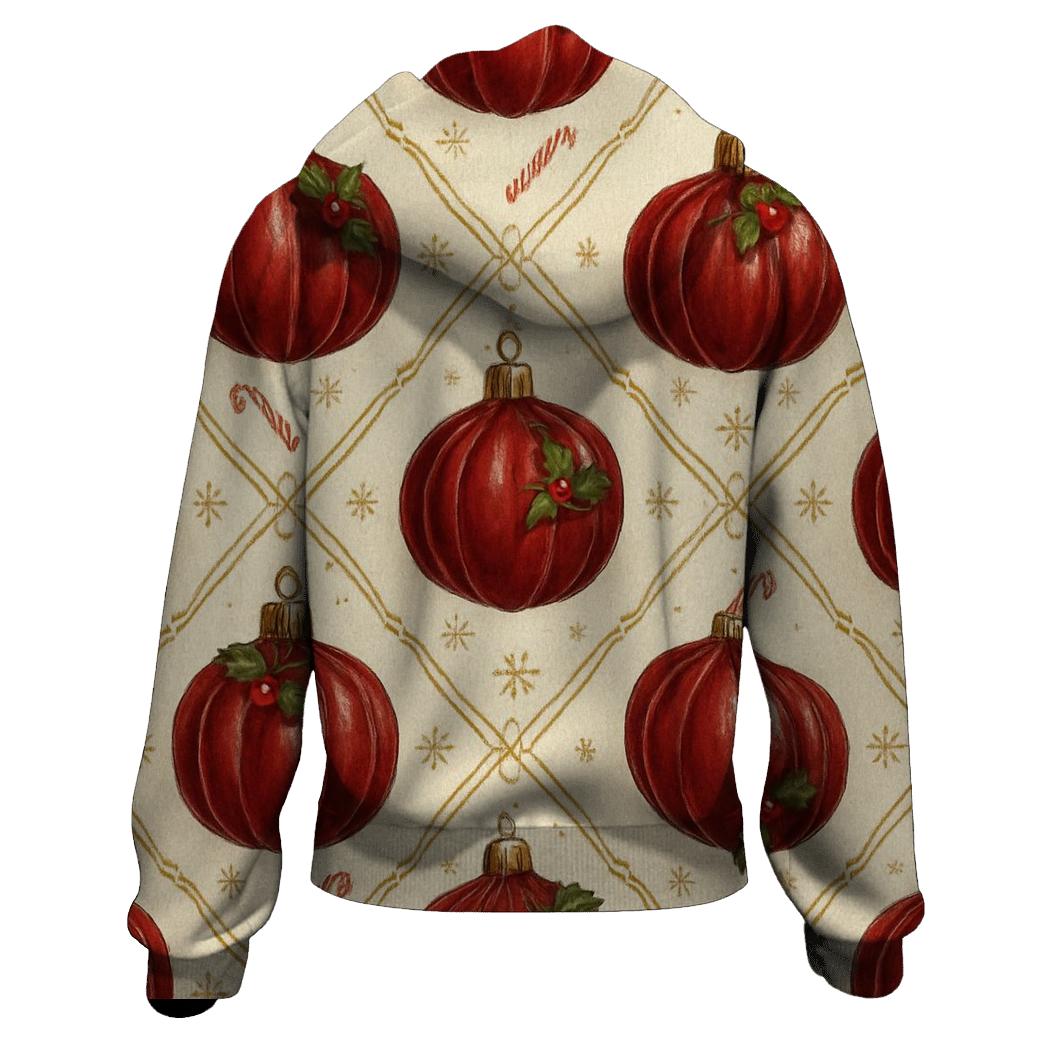 Crimson Ornament Pumpkin Lattice On Ivory Background printed hoodies
