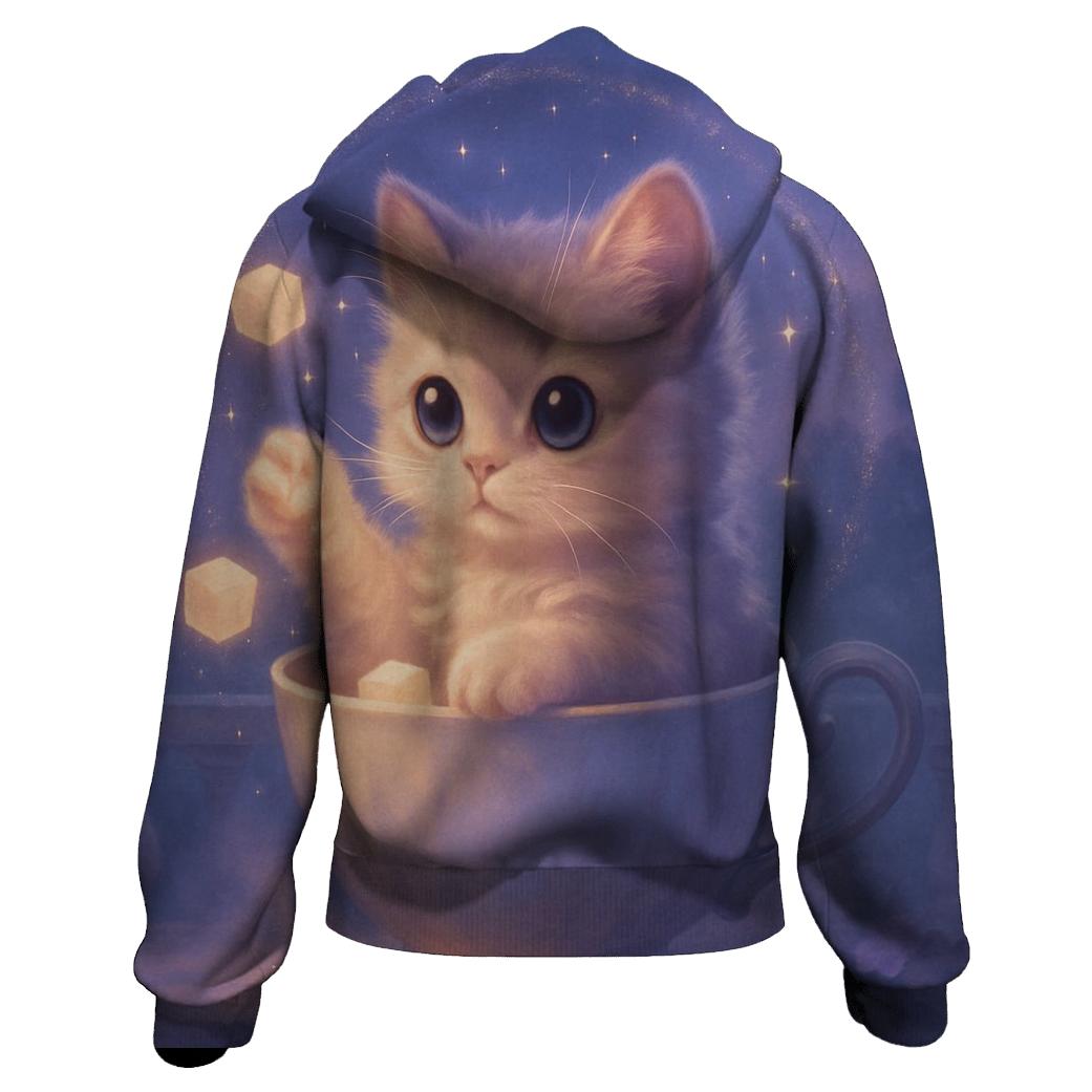 Moonlit Teacup Kitten Reverie premium hoodies