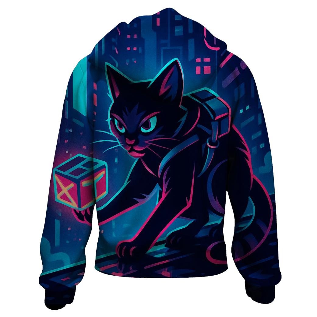 Neon Alley Courier Cat graphic hoodies