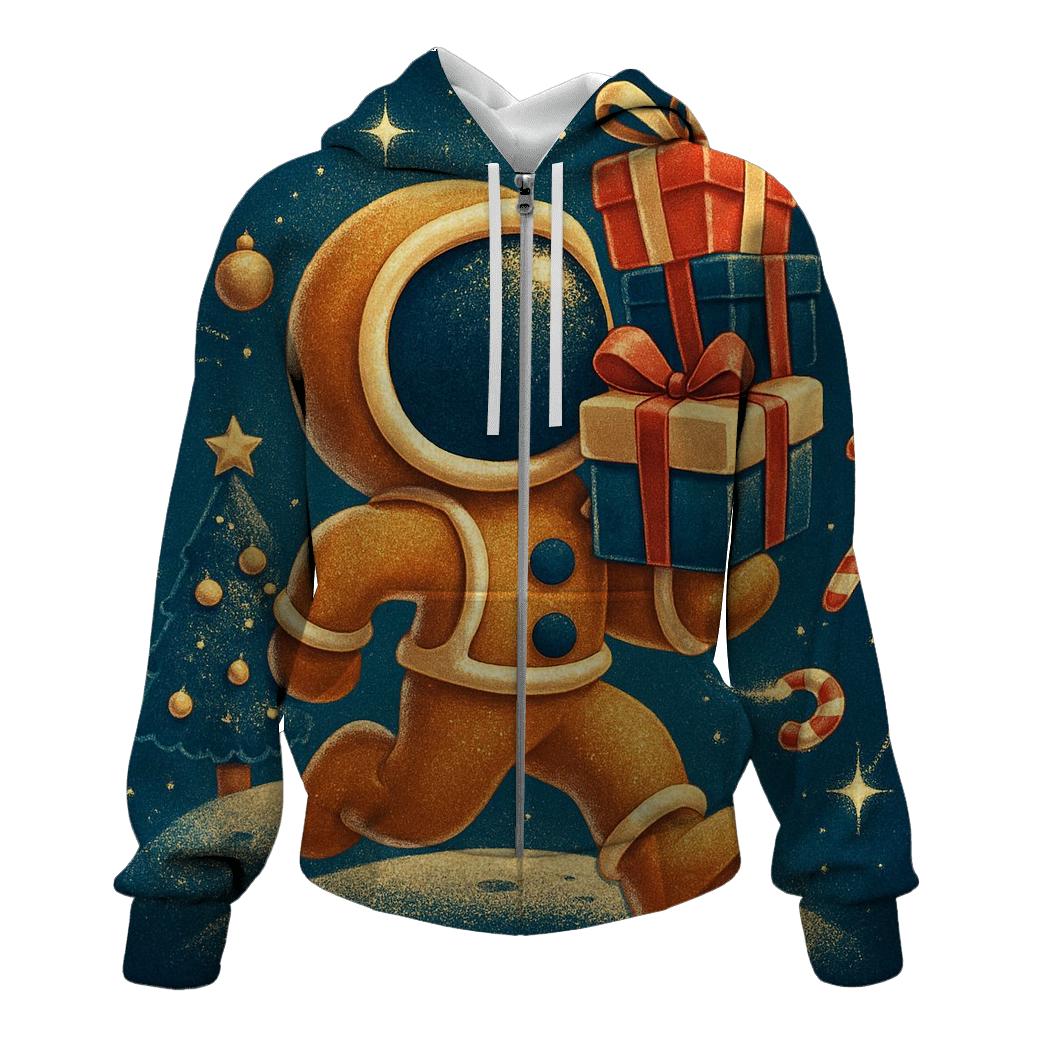 Gingerbread Astronaut Gift Run premium hoodies