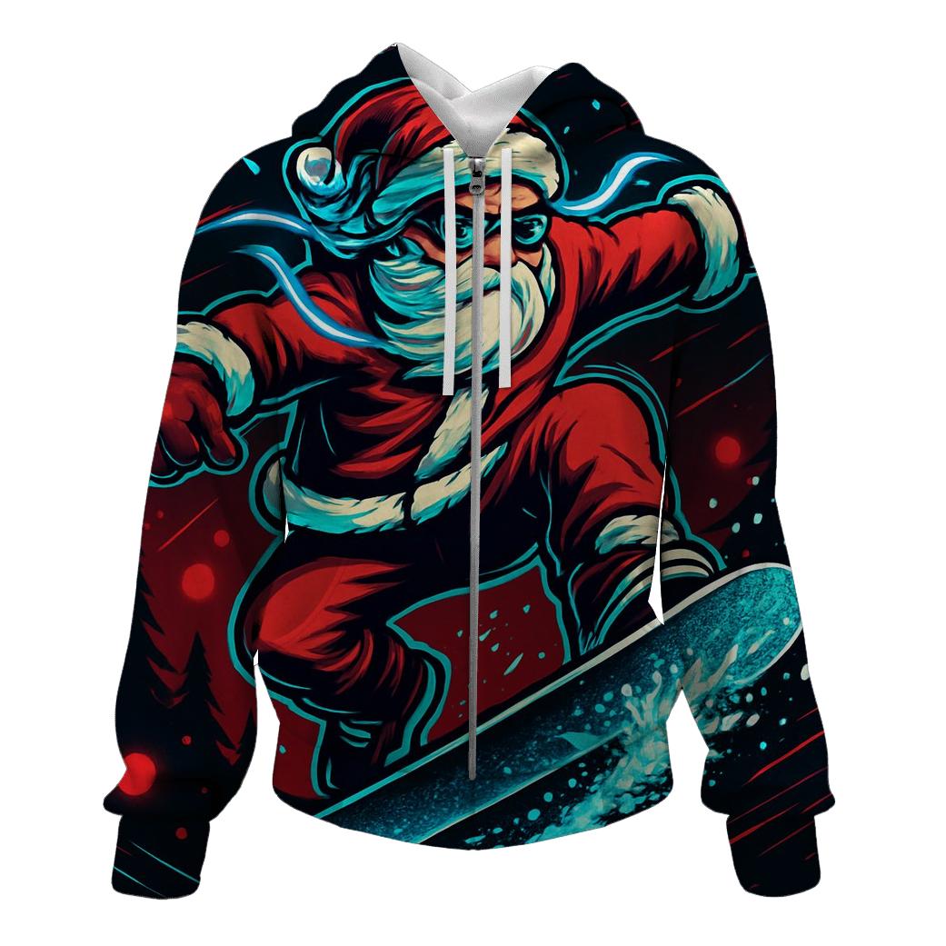 Neon Snowstorm Santa Kickflip hoodie trends