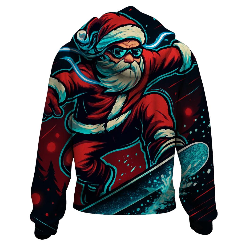 Neon Snowstorm Santa Kickflip hoodie trends