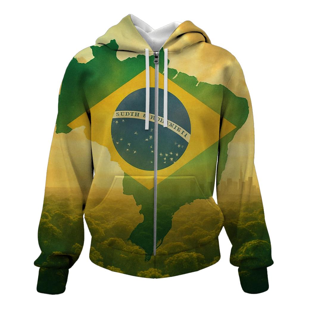 Brazil Double Exposure Rainforest Pulse lightweight hoodies