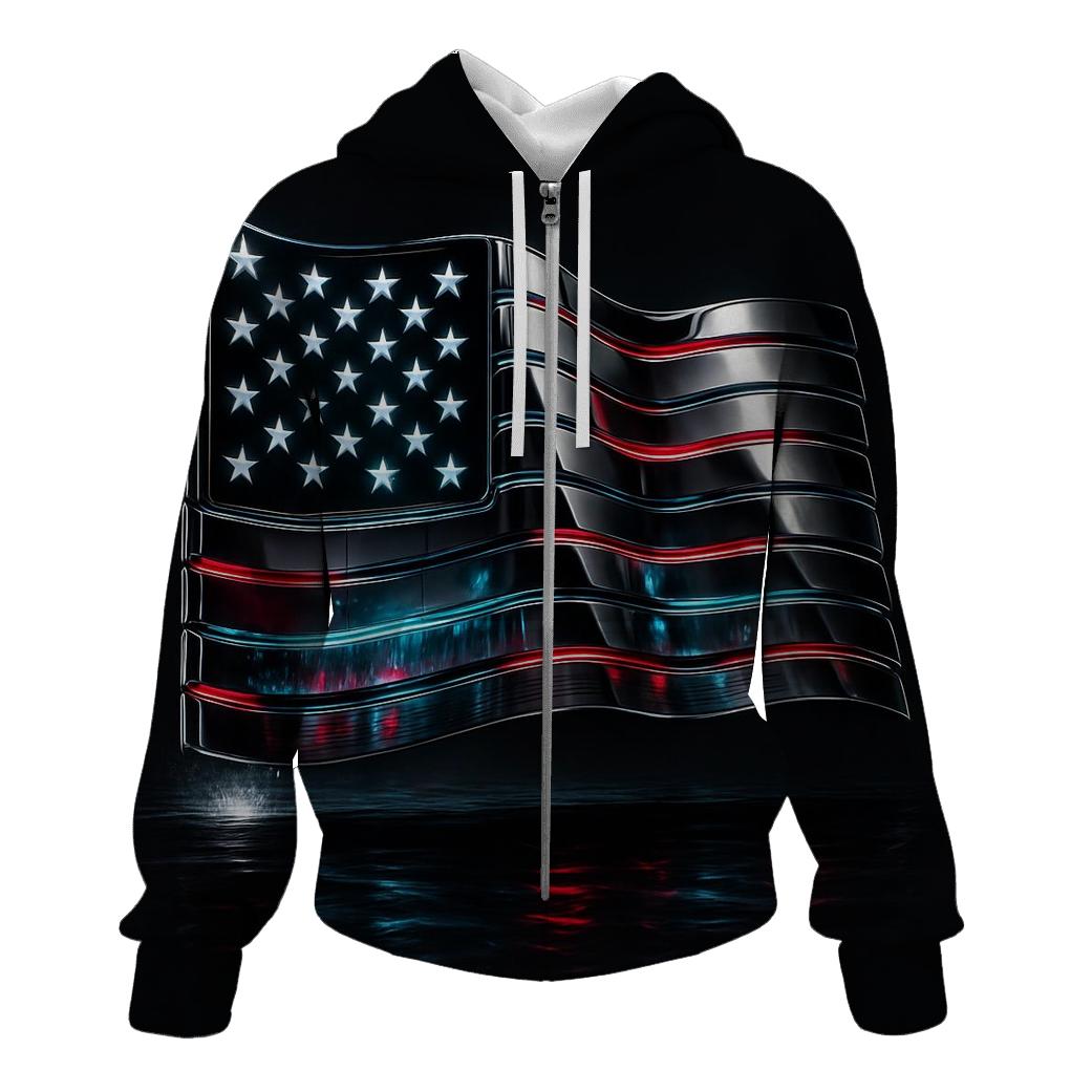 Neon Harbor Flag With Chrome Reflections lightweight hoodies