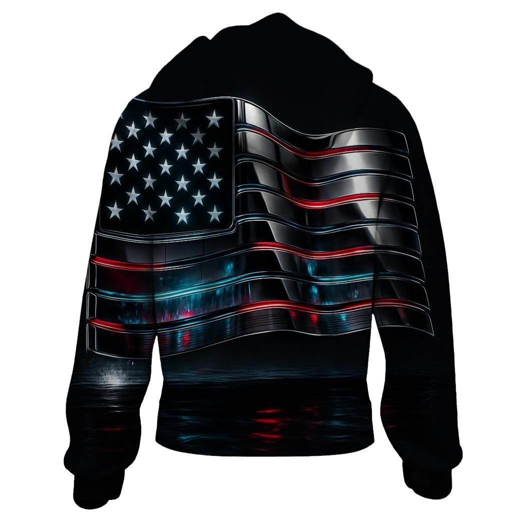 Neon Harbor Flag With Chrome Reflections lightweight hoodies
