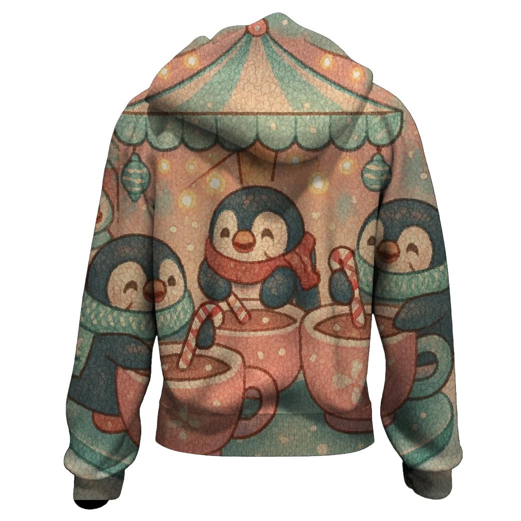 Penguins Hosting A Cocoa Carousel zip-up hoodies