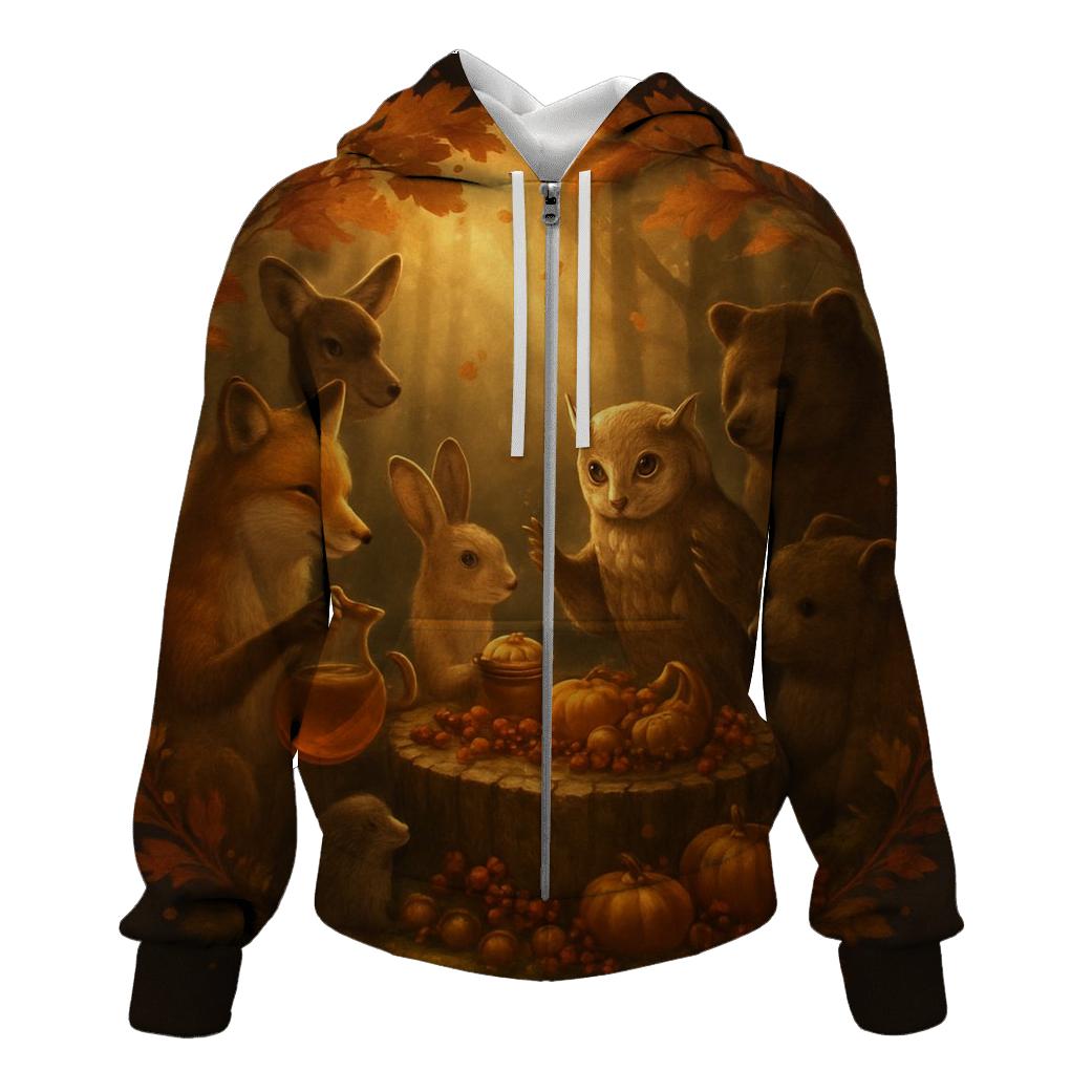 Woodland Feast Under Falling Leaves custom hoodies