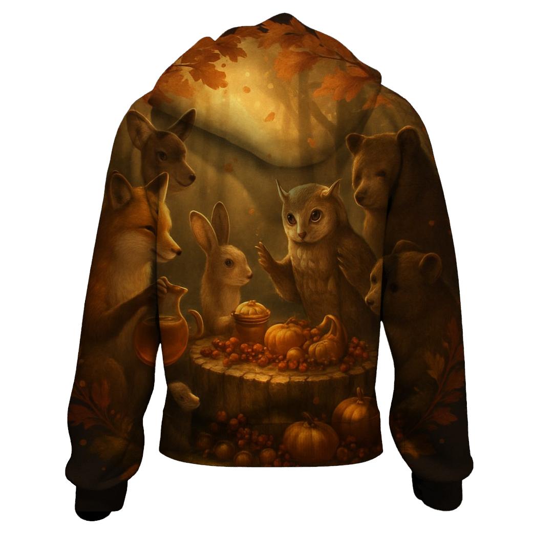Woodland Feast Under Falling Leaves custom hoodies