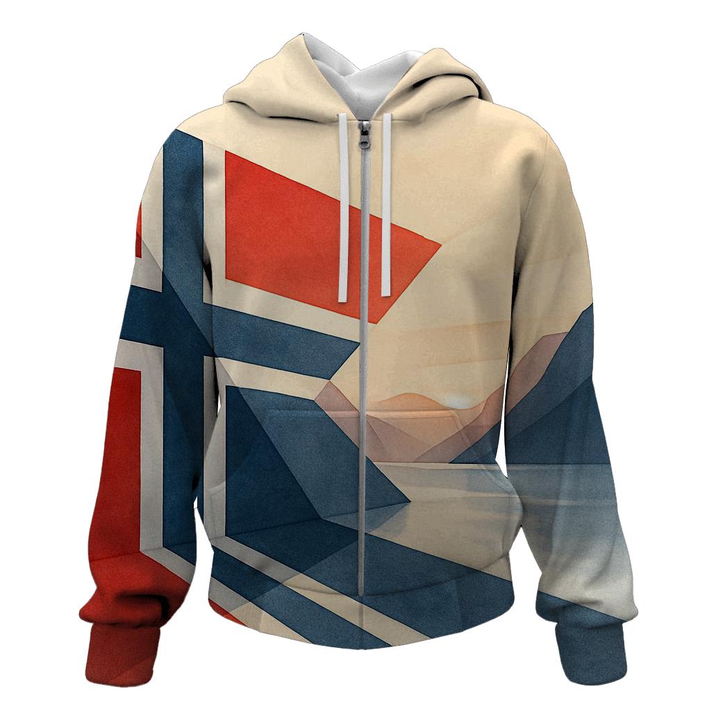 Norway Minimal Geometric Fjord Flag heavyweight hoodies