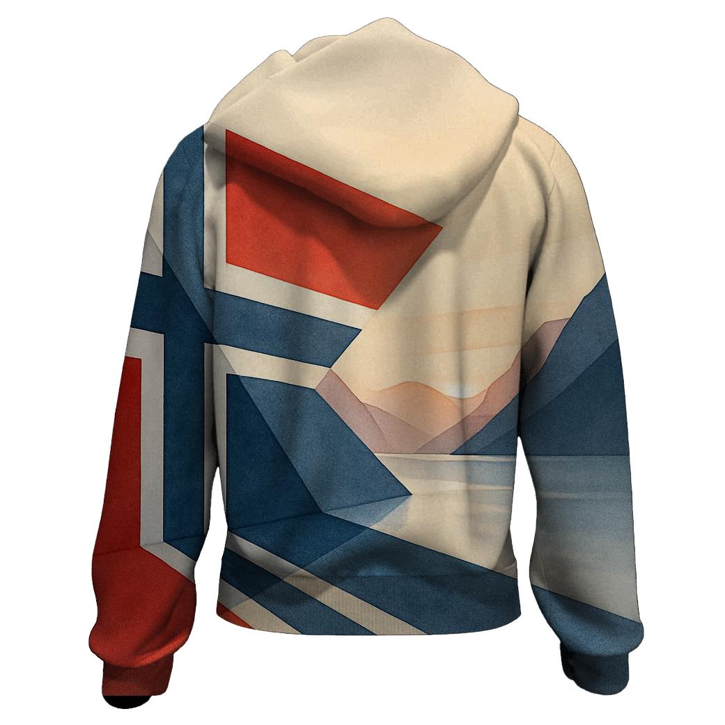 Norway Minimal Geometric Fjord Flag heavyweight hoodies