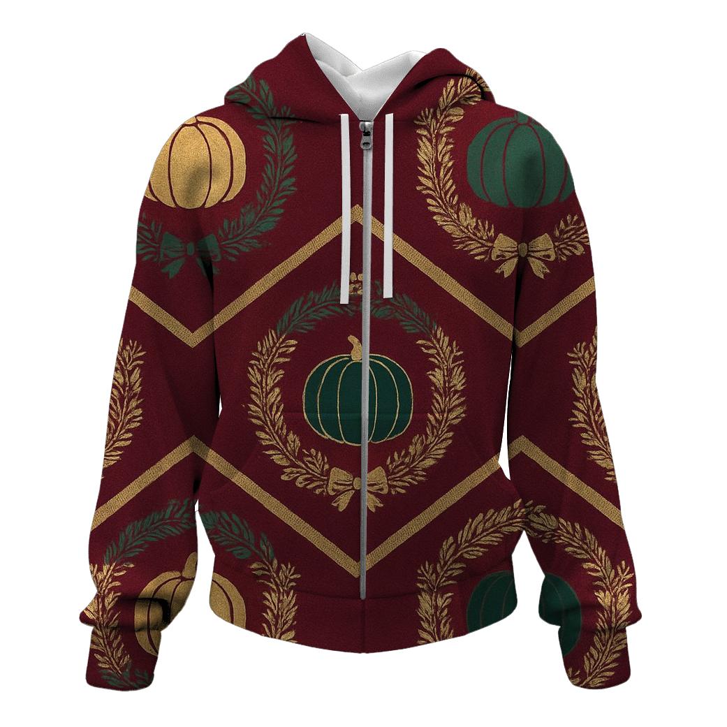 Golden Wreath Pumpkin Chevron On Burgundy Background hoodies fashion