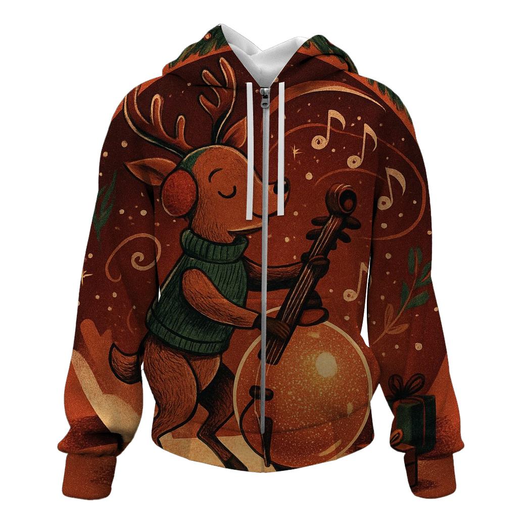 Reindeer Snowglobe Jazz Session embroidered hoodies