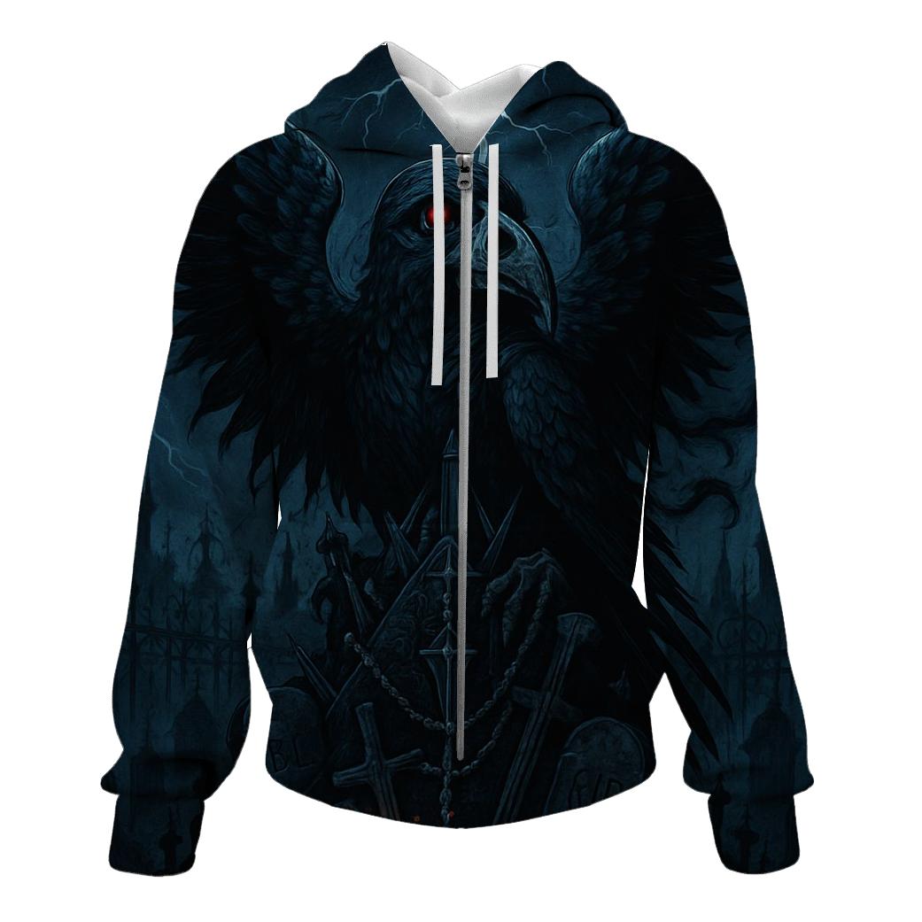 Raven Throne Of Broken Relics zip-up hoodies
